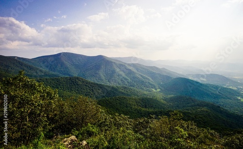 sun rays over shenandoah mountains