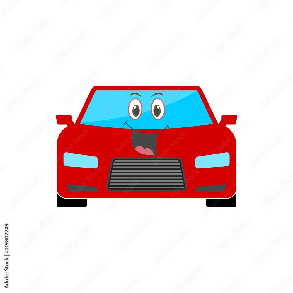 Happy Red Car Emoji, Cartoon funny car Happy Red Car Emoji, Cartoon funny car