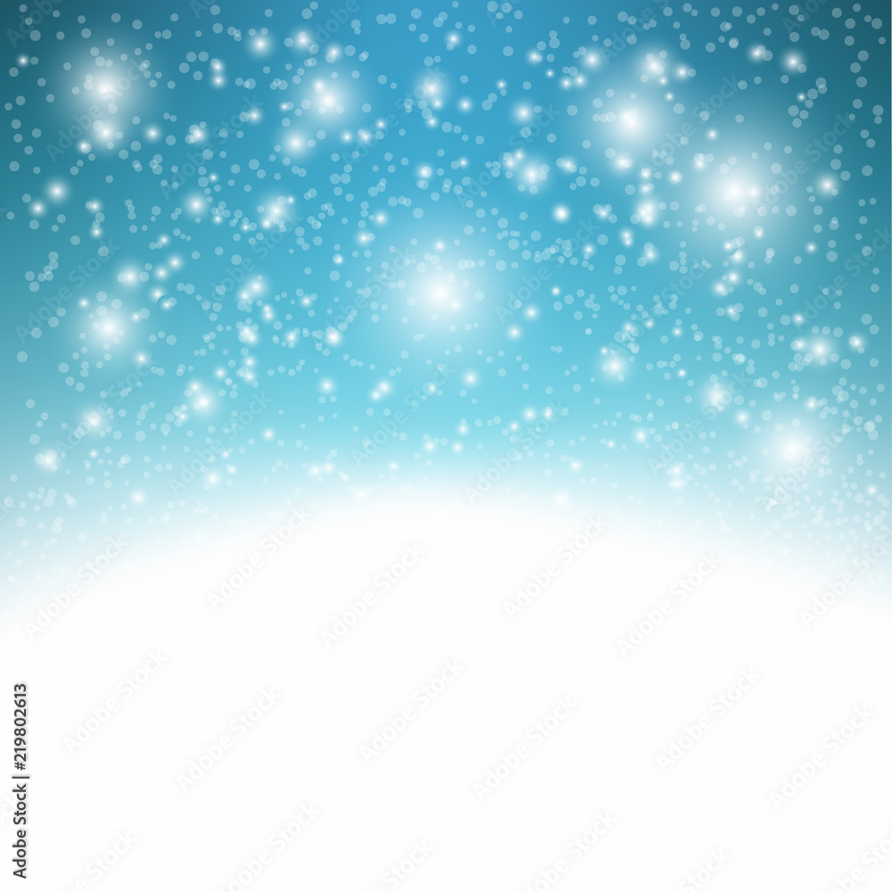 Blue sparkling background with snowflakes
