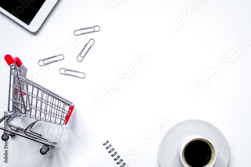 concept online shopping with smartphone on white background mock