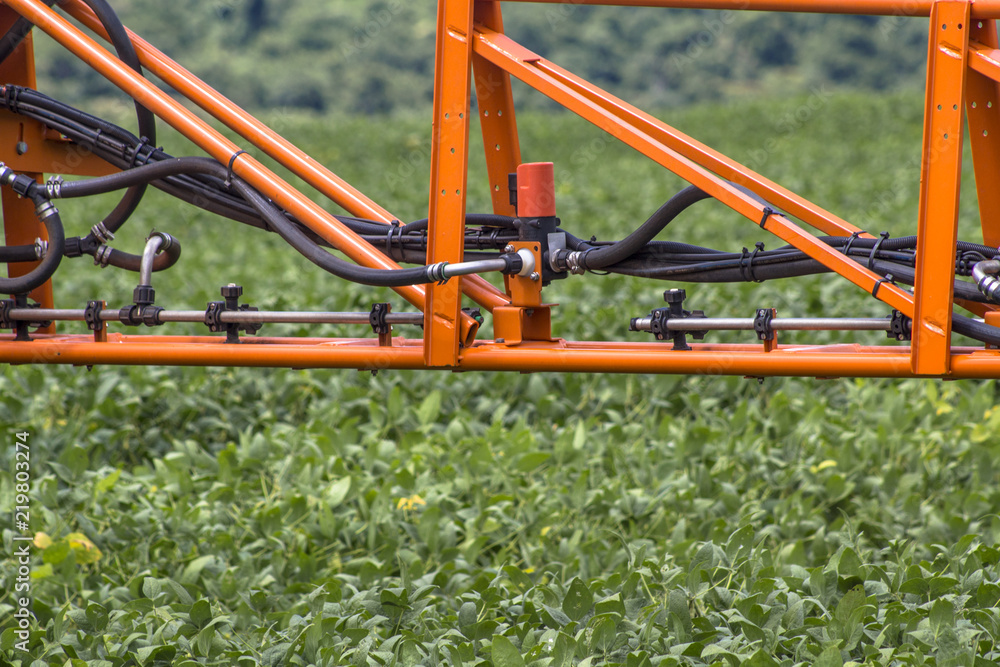 Defensive spraying machine agricultural in soybean plantation