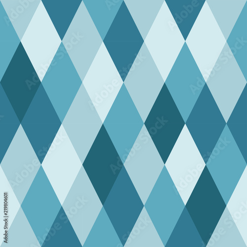Seamless pattern of rhombuses of blue hues