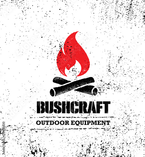 Adventure Mountain Hike Bushcraft Creative Motivation Sign Set Concept. Survival Equipment Vector Outdoor Design