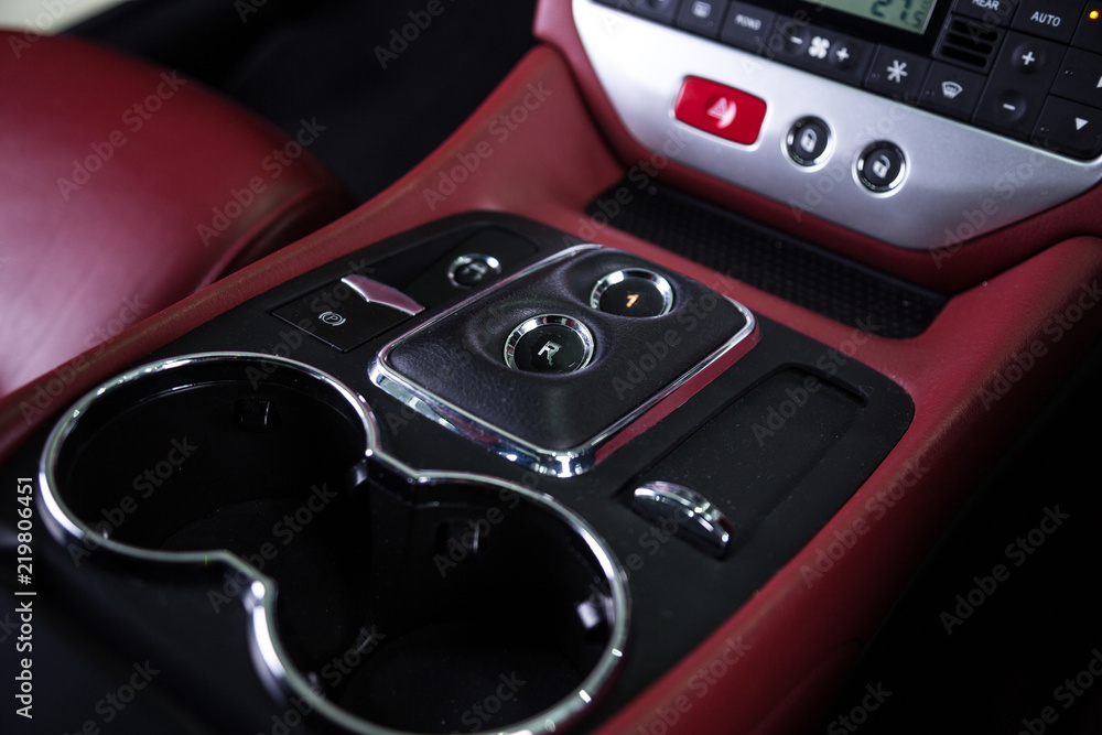 Gear shift buttons in car interior
