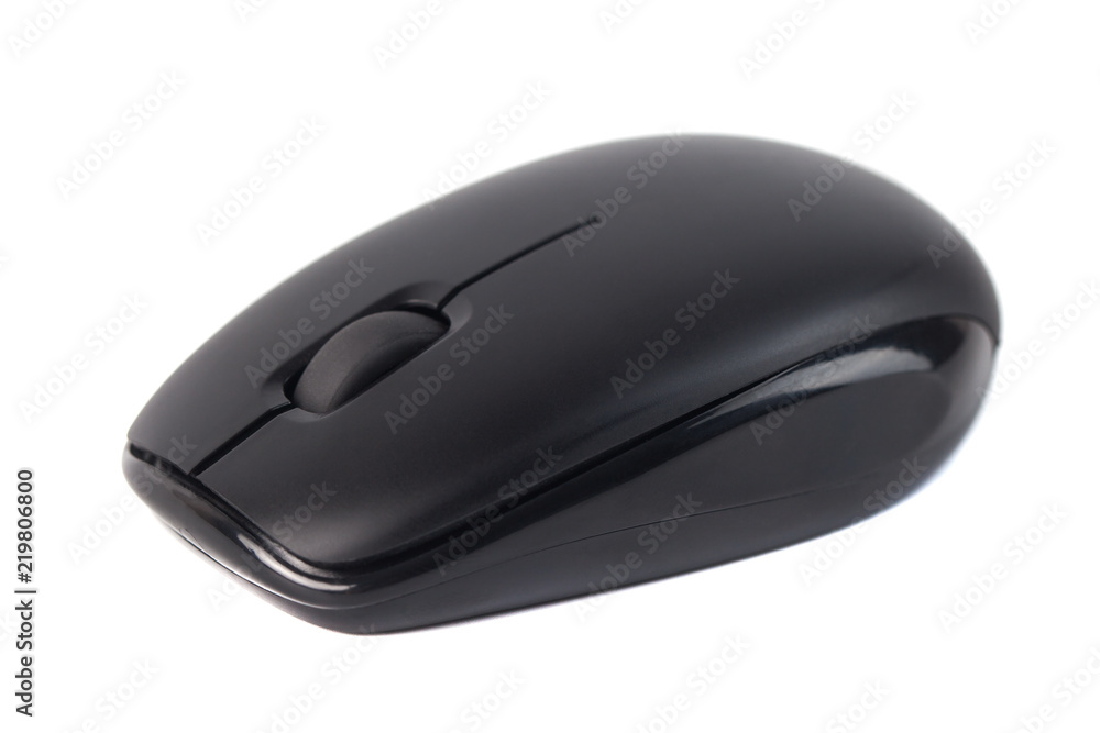 Computer wireless black mouse isolated on white background Computer wireless black mouse isolated on white background