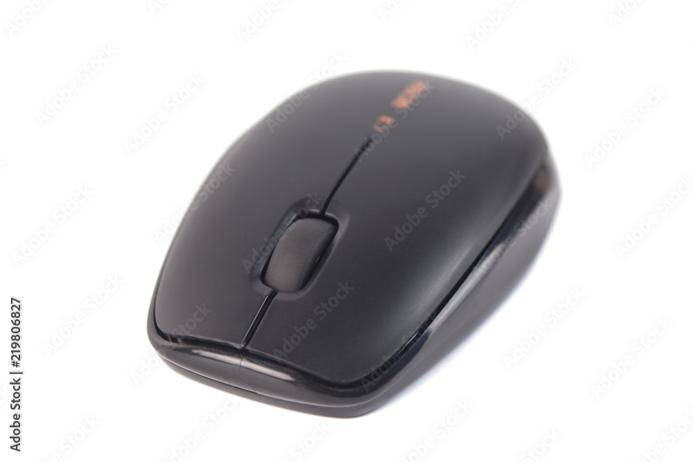 Computer wireless black mouse isolated on white background Computer wireless black mouse isolated on white background