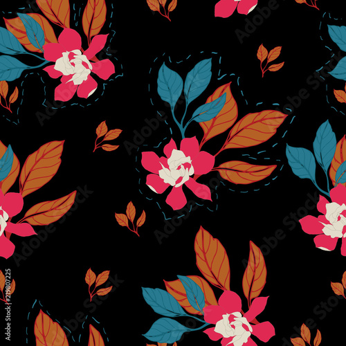 Abstract elegance pattern with floral background.