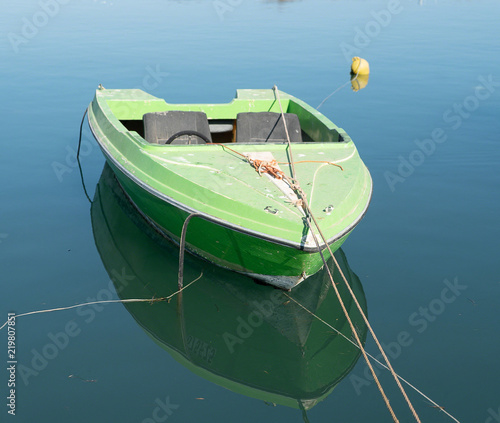 small boat moored