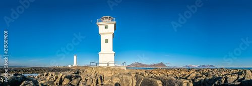 Panorama of old lighthouse at Akranes, Iceland