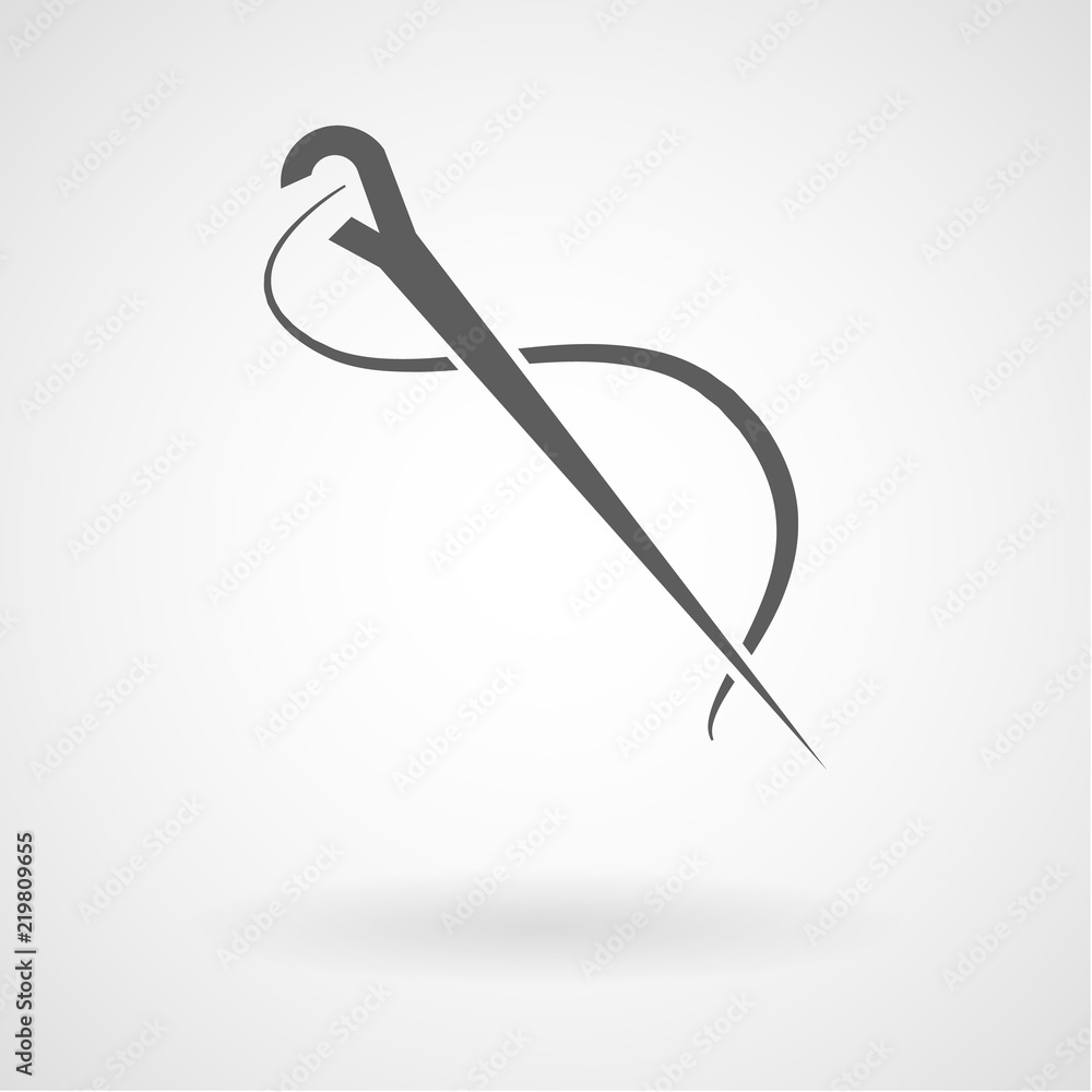 Tailor needle and yarn icon, vector Tailor needle and yarn icon, vector