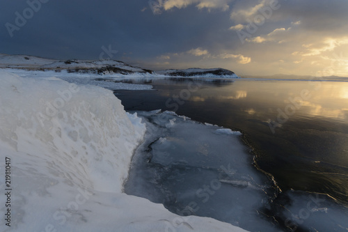 View of frozen lake Baikal. Landscape winter © vladimir pb