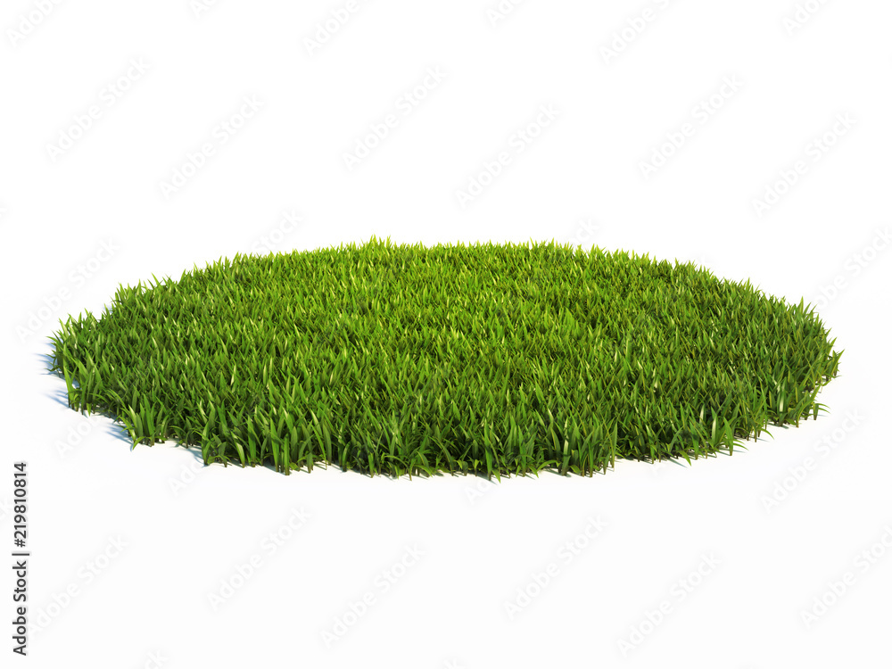 Fototapeta Mała round powierzchnia zakrywająca z trawą, trawy podium, gazonu tła 3d rendering