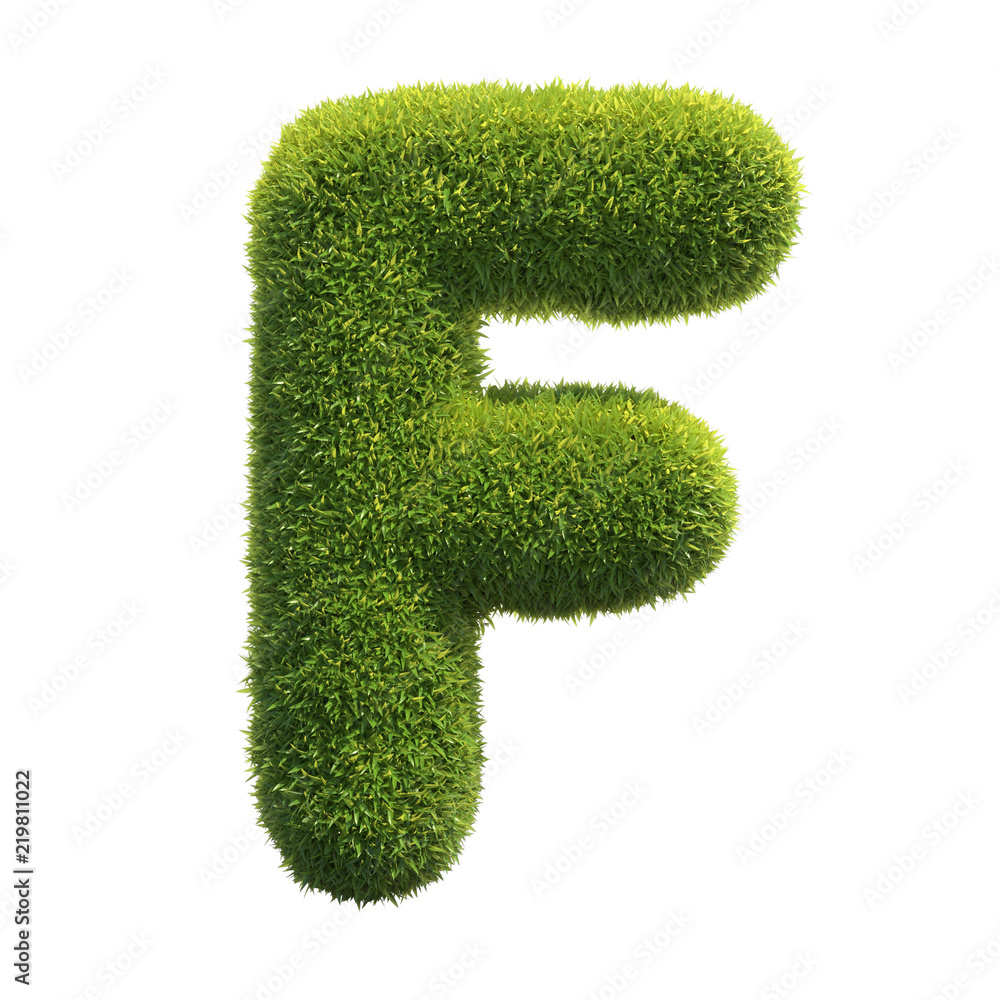 Grass font 3d rendering letter F Grass font 3d rendering letter F