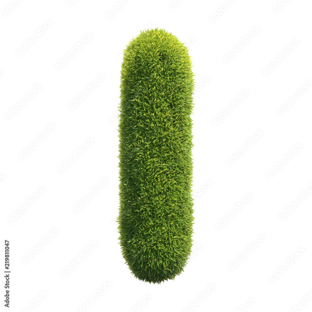 Grass font 3d rendering letter I Grass font 3d rendering letter I