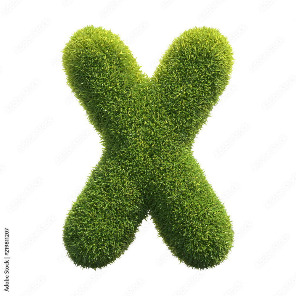 Grass font 3d rendering letter X Grass font 3d rendering letter X