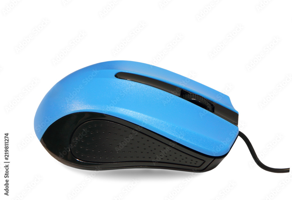 Modern Computer mouse with shadow isolated on white.