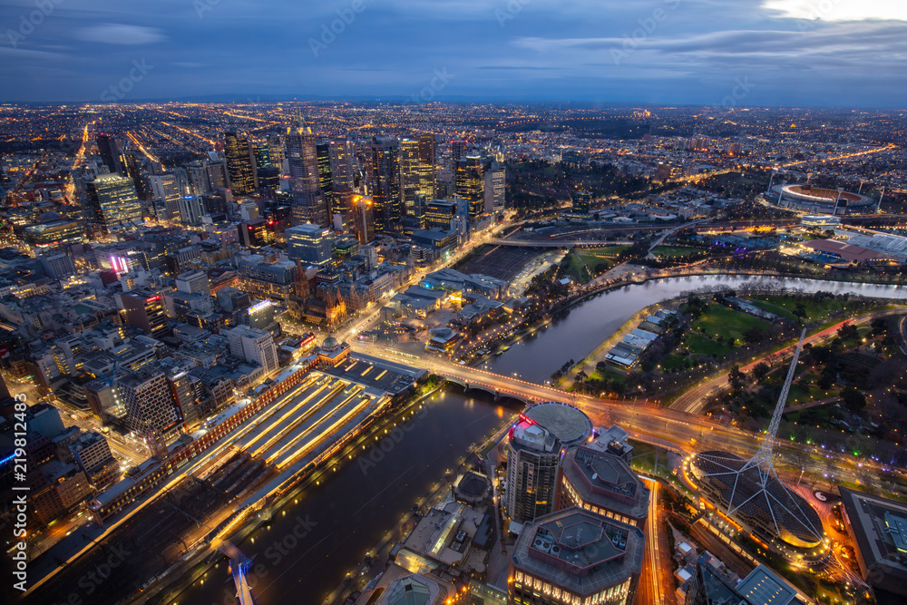 Obraz premium Melbourne Aerial View at Night