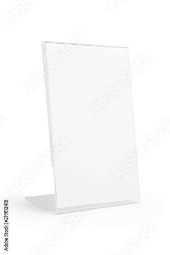 transparent acrylic table stand display isolated