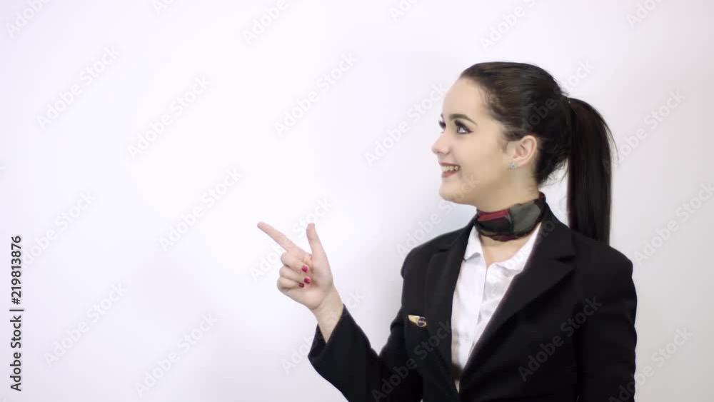 Beautiful stewardess. Studio shot with fly attendant woman. Beautiful stewardess. Studio shot with fly attendant woman.