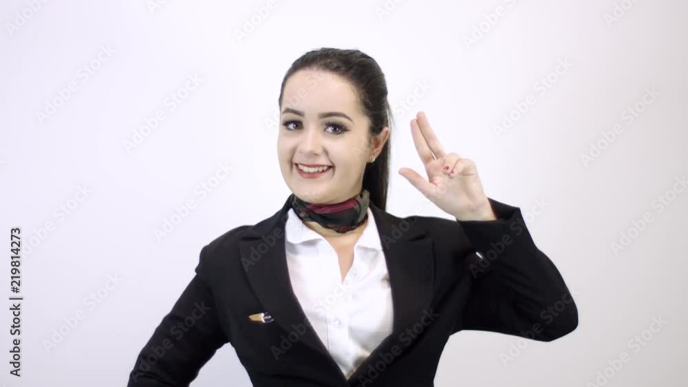 Beautiful stewardess. Studio shot with fly attendant woman. Beautiful stewardess. Studio shot with fly attendant woman.