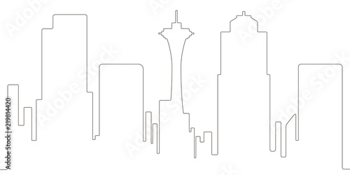 Continous line syline of Seattle