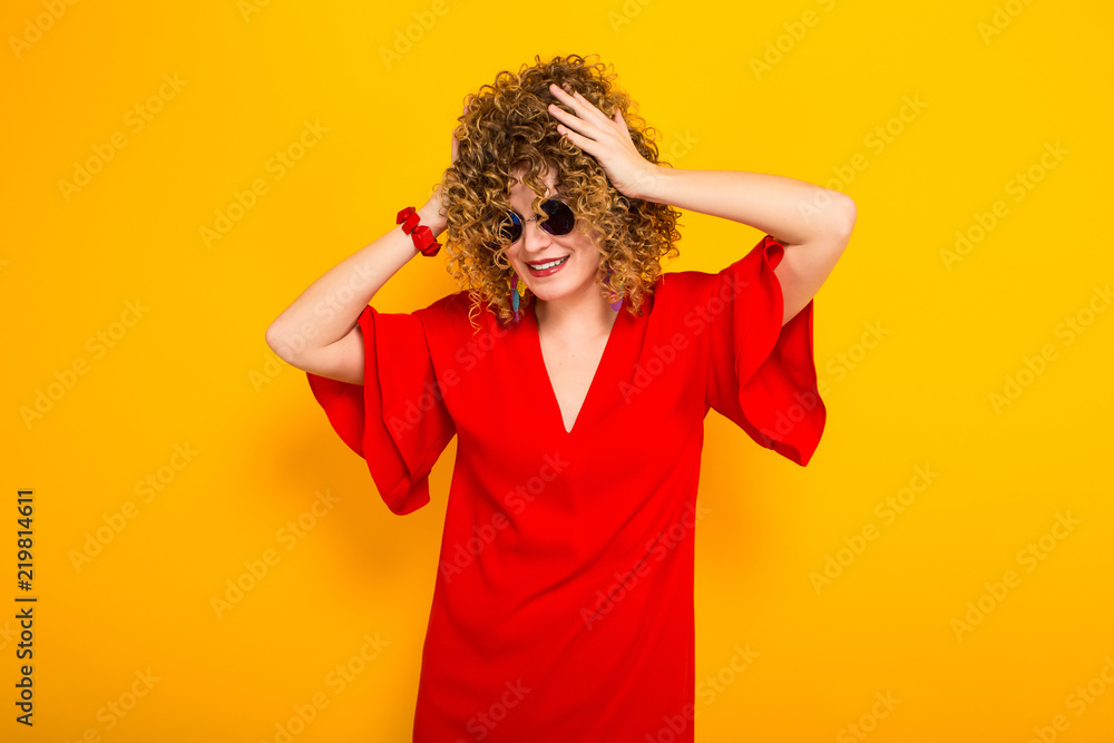 Attractive woman with short curly hair Attractive woman with short curly hair