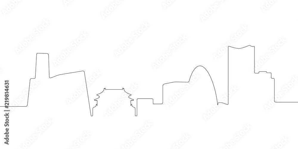Fototapeta premium Continous line skyline of Beijing