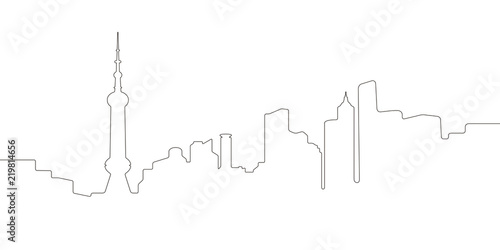 Continous line skyline of Shanghai
