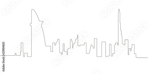 Continous line skyline of Dubai