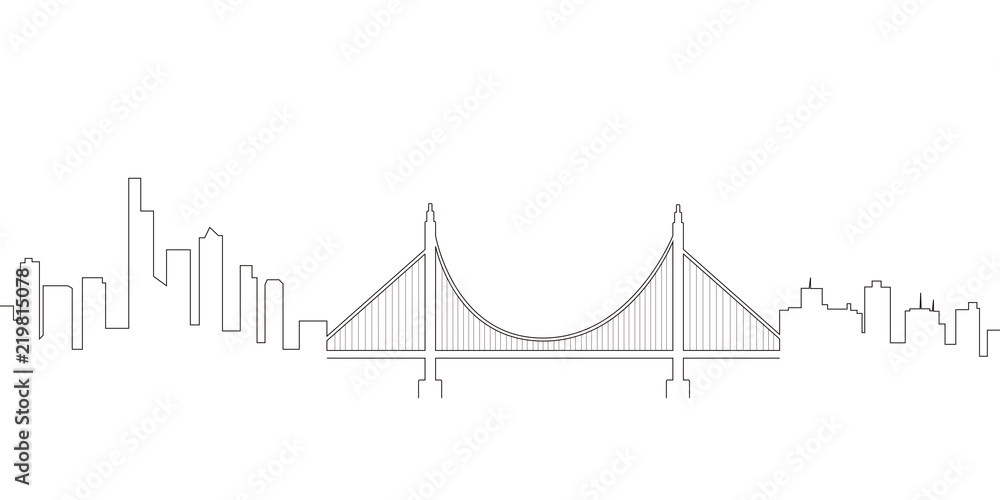 Obraz premium Continous line skyline of San Francisco