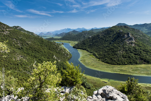 The horseshoe bend of the Rijeka Crnojevica River in Montenegro. This view is one of the most spectacular views in Montenegro and taken just before the river enters the Skada Lake