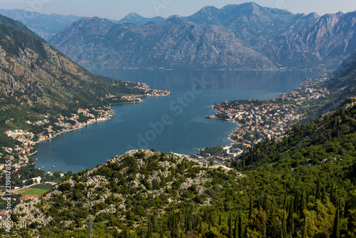 Kotor Bay is a bay of from the Adriatic sea in southwestern Montenegro. The main town seen in the photo is Kotor which is one of the UNESCO’s World Heritage Sites