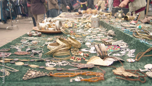 Canvas Print Jewellery market stand at Mauerpark, Berlin, Germany