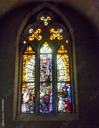 Artistic stained glass windows, Santa Chiara Monastery, Naples - San Francesco