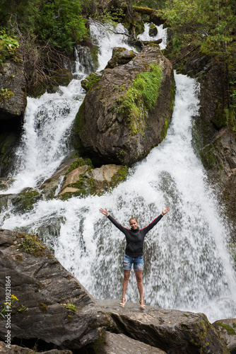 Waterfall in Altai Mountain...