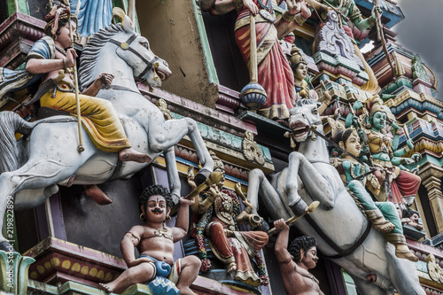 Photography detail of Sri Mahamariammam Temple in the center of kuala lumpur malaysia