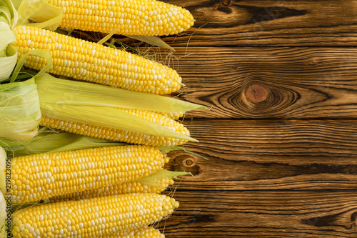 Side border of healthy organic corncobs