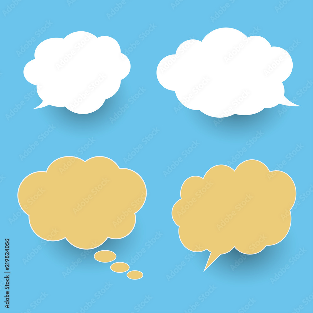 Vector set of stickers of speech bubbles. Blank empty speech bubbles Vector set of stickers of speech bubbles. Blank empty speech bubbles