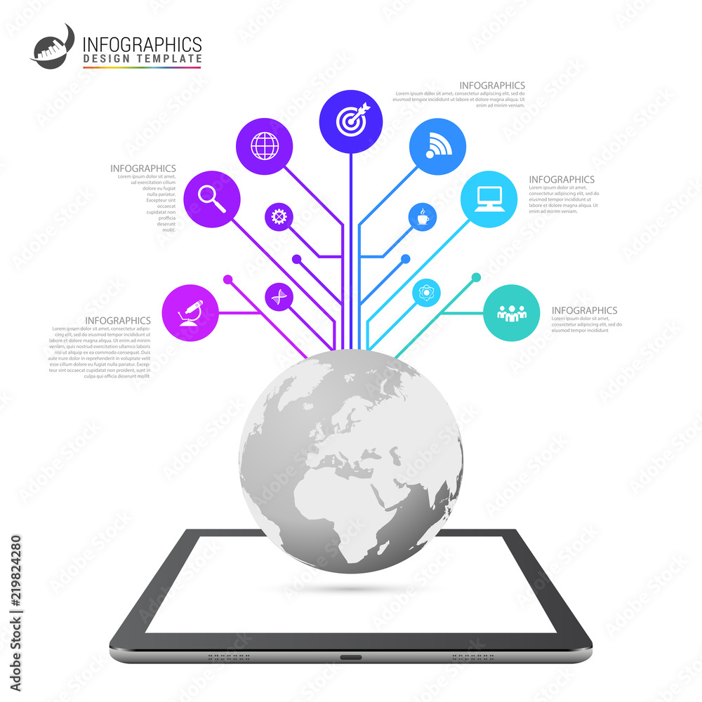 infographic design template. World network concept. Vector infographic design template. World network concept. Vector
