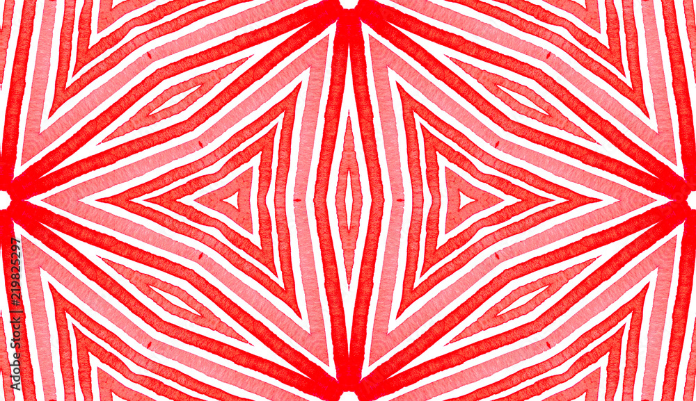 Obraz Pink red Geometric Watercolor. Delightful Seamless Pattern. Hand Drawn Stripes. Brush Texture. Decen