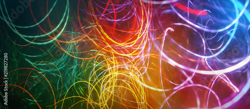 Defocused colorful abstract lights background. Motion of blur light. photo