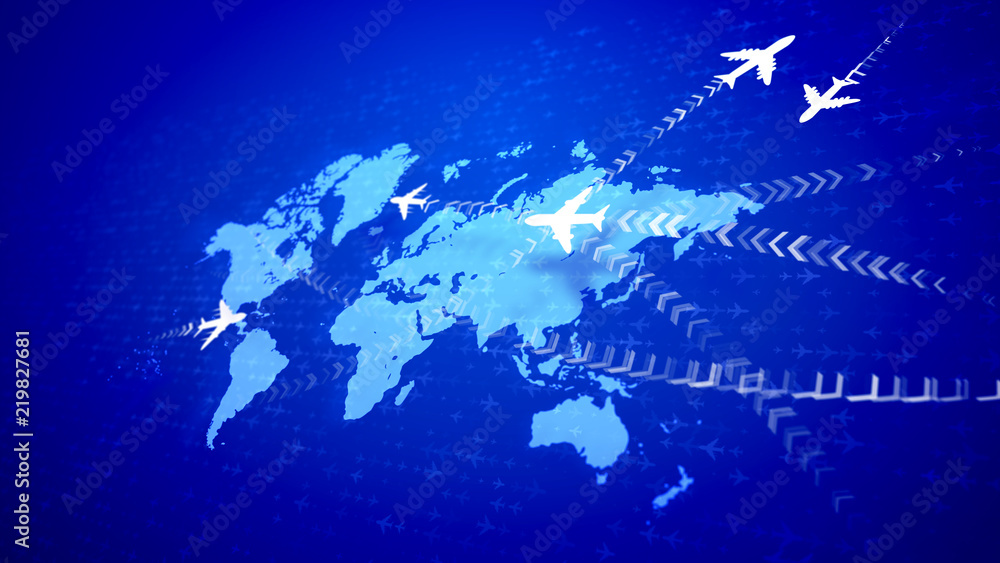 Abstract four aircraft connecting the world Abstract four aircraft connecting the world