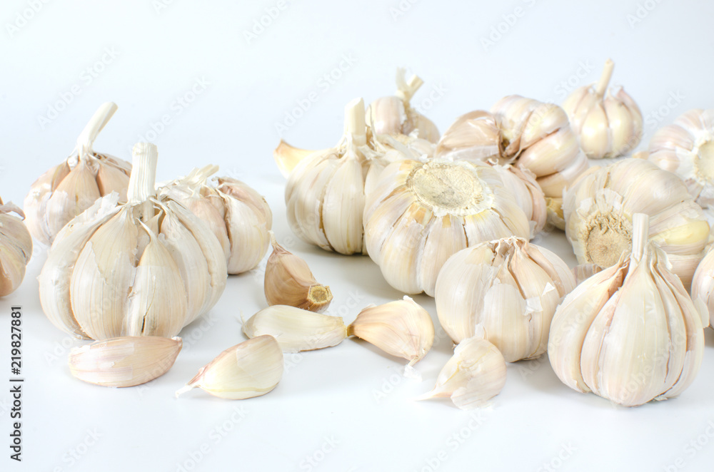 close up multi bulb garlic on white background close up multi bulb garlic on white background