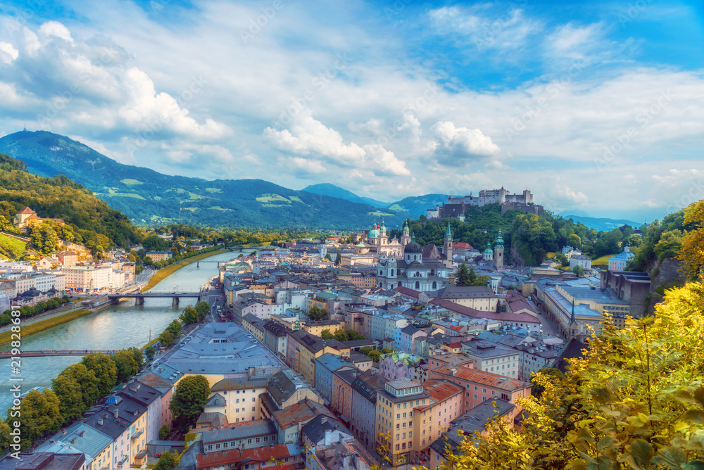 Panoramic view of Salzburg in Austria, Europe