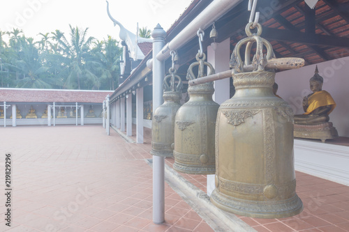 A row of bells in buddhist's temple in Thailand.