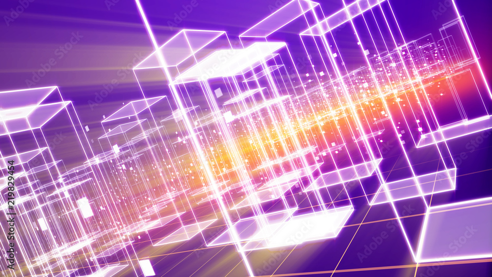 Obraz premium Cyberspace City with Violet Buildings