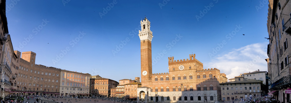 Panoramic view on Piazza del Campo in Siena, Tuscany - Italy