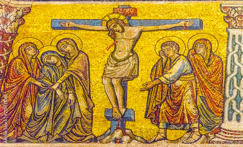 Christ Crucifixion Mosaic Dome Bapistry Saint John Florence Italy