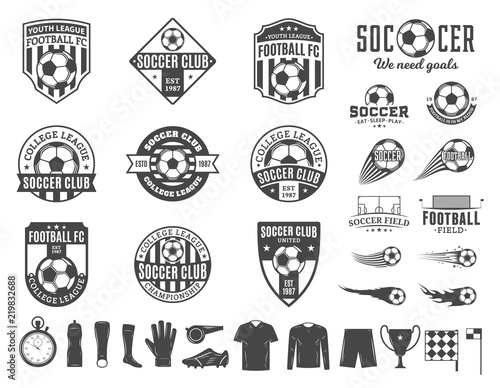 Set of vector football (soccer) club logo and  icons