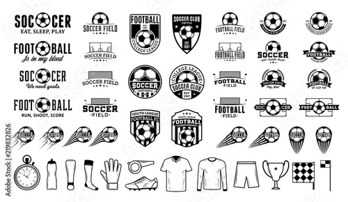 Set of vector football (soccer) club logo and  icons